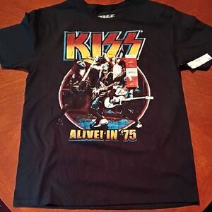 (1056) KISS Black T-Shirt - Size: Medium 38/40